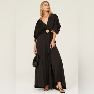 3.1 Phillip Lim Black Satin Cutout Keyhole Gala Formal Maxi Dress Size 2